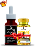 Power X Booster Capsules + (30ml) Iron Oil Combo Natural Male Performance, Strength & Confidence Bundle