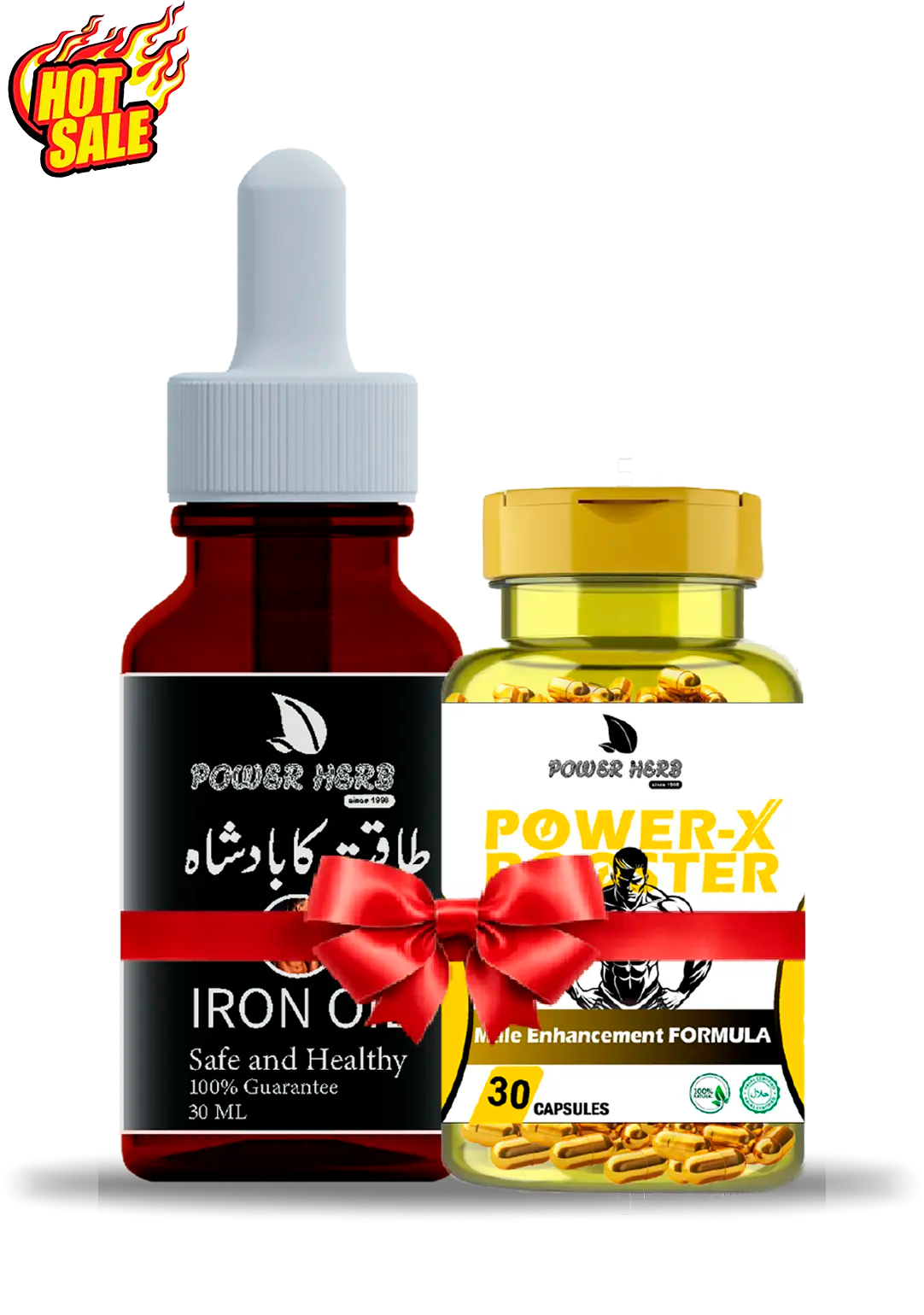 Power X Booster Capsules + (30ml) Iron Oil Combo Natural Male Performance, Strength & Confidence Bundle