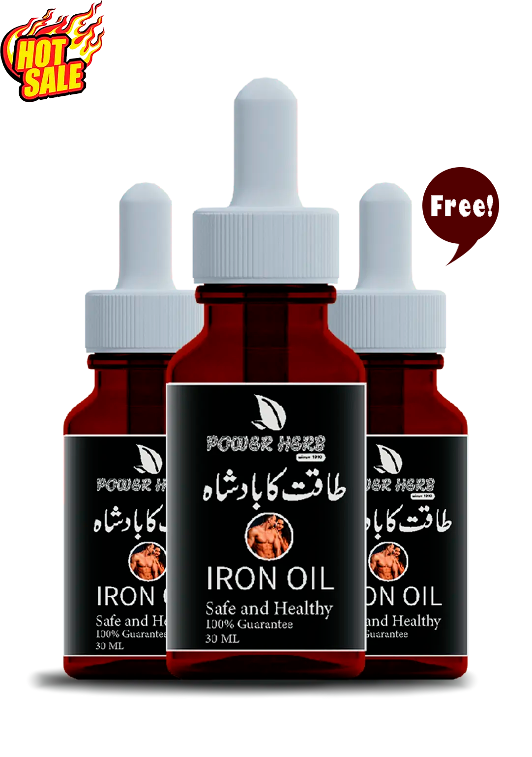 Power Herb Iron Oil Bundle Pack (3 × 30ML) – Premium Herbal Male Strength & Stamina Massage Oil